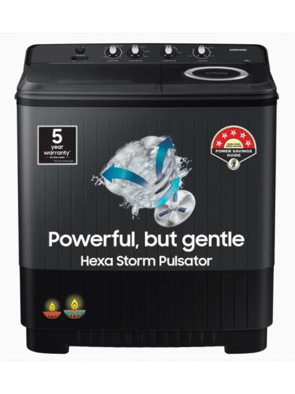 Washing Machine: Samsung 9.5 kg, 5 Star, Semi-Automatic Washing Machine (WT95A4260GD/TL, Air Turbo Drying, Dark Gray)